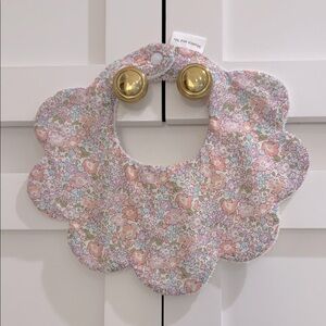 Monica and Me Liberty of London Pink Michelle Print Scalloped Bib